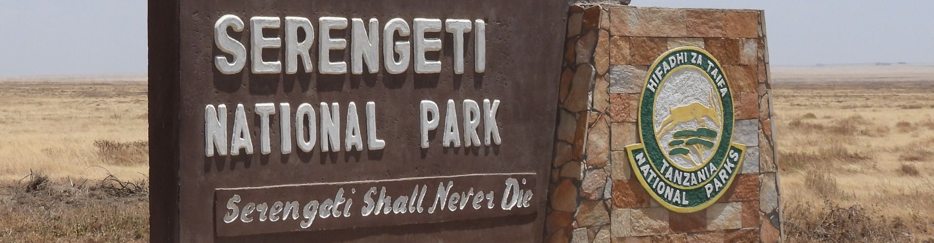 A welcome sign at the Naabi entry gate to the Serengeti National Park