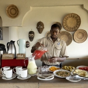 A nice breakfast buffet in Africa Safari Lake Natron