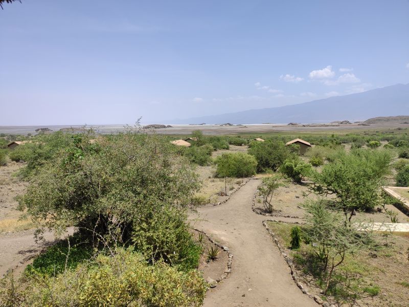 The view towards Natron lake from the restaurant