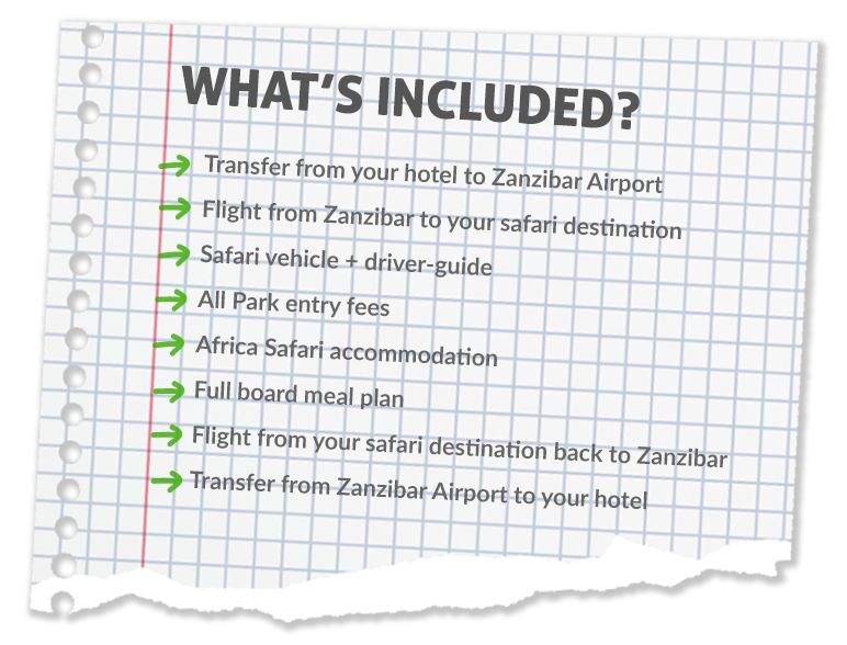 All inclusive Fly in Safari packages from Zanzibar!